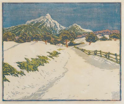 Carl Theodor Thiemann, 1881 Karlsbad-1966 Deutenhofen, Studium an der Akademie Prag, Mitglied der Wiener Secession, Holzschnitt, "Vorfrühling ...