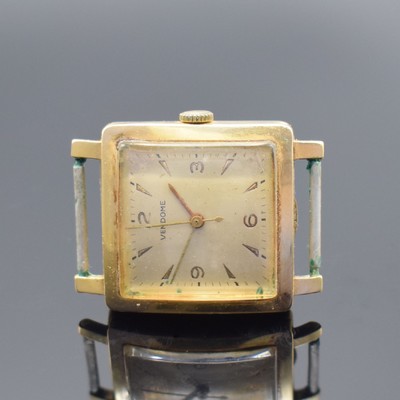 VENDOME Armbanduhr in GG 750/000, Schweiz um 1960, Automatik, Boden aufgedr., Zifferbl. pat./fl., gold. Ind. und arab. Zahlen, gold. Zeiger, Kal. ...