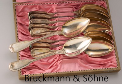 10 Menuelöffel, 800er Silber, Spatenmuster,L. ca. 21 cm, Hersteller Bruckmann & Söhne/Heilbronn, in Etui, ca. 550 g