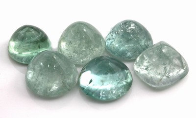 Lot 6 lose Turmalincabochons, zus. 41.23 ct, in versch. Formen, Farben und Größen