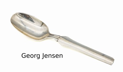 GEORG JENSEN Löffel, 925er Silber, Dänemark1933-1944, schlichtes geometrisches Design vonHarald Nielsen, 1937, Modell Elsinore, Laffe rückseitig ...