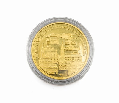 Goldmünze 100 EUR Deutschland 2006, UNESCO-Welterbe "Klassisches Weimar", Auflage 350000, 1/2 Unze, orig. Münzkapsel, Etui und ...