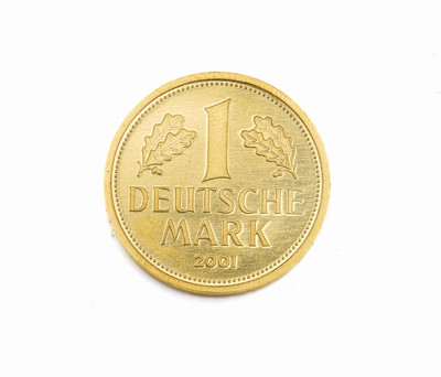 Goldmünze, 1 Deutsche Mark, Deutschland 2001, sogn. Goldmark, Prägemarke G, in Münzkapsel