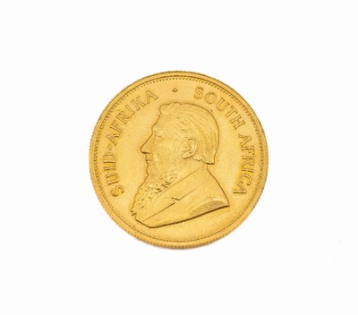 Goldmünze Krügerrand, Südafrika 1976, Springbock, Fyngoud 1 Oz. Fine Gold