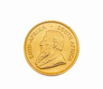 Goldmünze Krügerrand, Südafrika 1973, Springbock, Fyngoud 1 Oz. Fine Gold