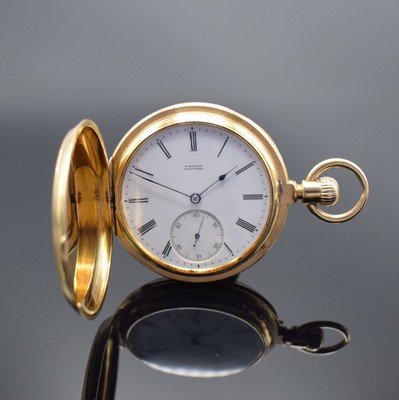 A. LANGE & SÖHNE / E. KUTTER Stuttgart 1A Savonette Herrentaschenuhr in GG 750/000, Deutschland um 1885, schweres 3 Deckel- Goldgeh. mit a-goutte ...