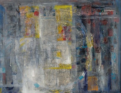 Otto Ditscher, 1904 Neuhofen-1987, Abstrakte Komposition, Öl/Malkarton, ca. 50x65cm, R. ca. 60x75cm