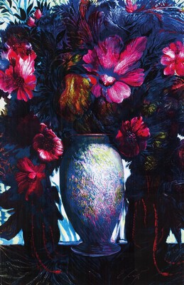 Ernst Fuchs, 1930 - 2015 Wien, zwei Giclée-Drucke auf Leinwand, aus 2012, beide handsigniert, Titel: "Großes blaues Blumenbouquet" und ...