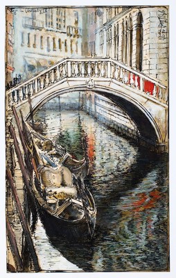 Andreas Noßmann, geb. 1962 in Hilden, Federzeichnung, Aquarell und Farbstift auf antikisierendes Papier, handsigniert, datiert 2017 und betitelt: ...