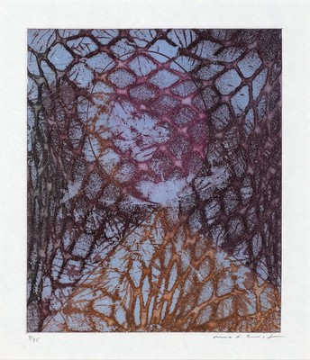 Max Ernst, 1891 - 1976, Farbradierung auf weißem Japanpapier, handsigniert und num. 9/45, aus 1967, Blattgr. ca. 3735 x 28 cm, Rahmen ca. 52 x 42 ...