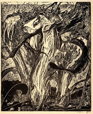 Horst Janssen, 1929 - 1995, Radierung, Aquatinta und Kaltnadel auf Japanpapier, "Annettchen- seine Bäume", aus der Radierfolge ...