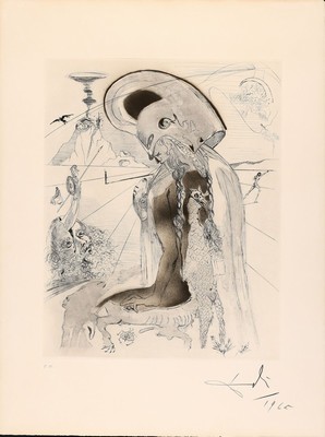 Salvador Dalí, 1904-1989 Figueras, Athene, Mixed Media (Heliogravure, Radierung, Kaltnadel, von 1965, aus der Serie Mythologie,handsigniert und dat. ...