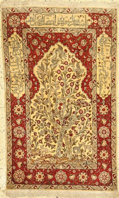 Hereke Seide sign.(Özipek), Türkei, um 1950, reine Naturseide, ca. 120 x 73 cm, ca. 1,0 Mio. Kn/qm, EHZ: 1-2