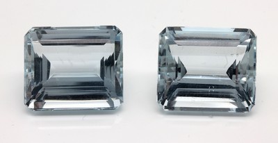 Lot 2 lose facett. Aquamarine, zus. 28.77 ct, im Treppenschliff, ca. 16.1 x 13.7 x 9.1 mm, 16.0 x 13.7 x 8.6 mm