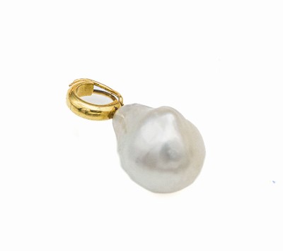 Südseezuchtperl-Clipanhänger , GG 750/000, barocke Perle, D. ca. 18.3 mm