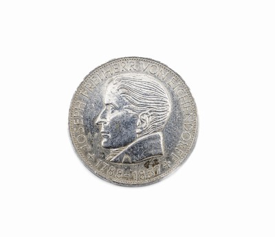 Silbermünze, 5 Mark, Deutschland 1957, Freiherr von Eichendorff, Prägemarke J