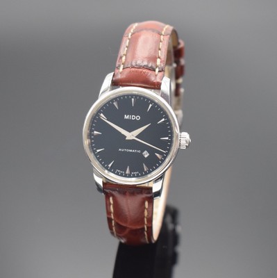 MIDO Baroncelli Damenarmbanduhr Referenz M7600 B, Schweiz um 2015, Automatik, beids. vergl. Geh. in Edelstahl, schwarzes Zifferbl. m. aufges. ...