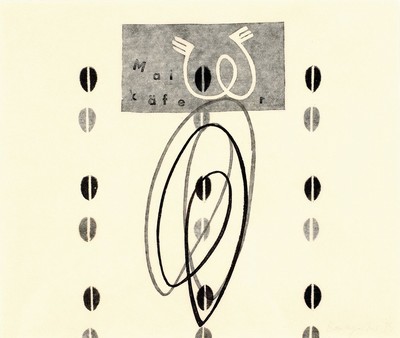 Christiane Baumgartner, geb. 1967, Titel: "Maikäfer", Holzschnitt auf dünnem Transparentpapier, handsign., verso num. 54/61, dat. 1995, ...