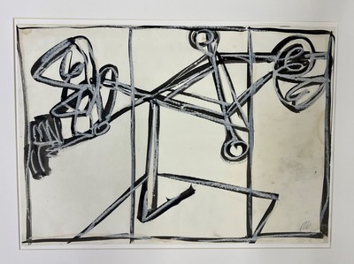 Markus Lüpertz, geb. 1941, Tusche und Gouache auf geripptem Büttenpapier, unten rechts monogrammiert, Entstehungszeit Ende 1970er Jahre, Blattgr. ...