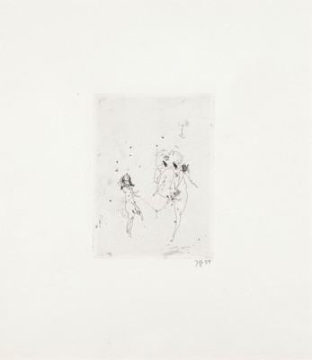 Horst Janssen, 1929-1995, Radierung auf Büttenkarton, handsign., dat. (19)59, aus einer Auflage von nur 10 Exemplaren, handelt es sich bei diesem ...