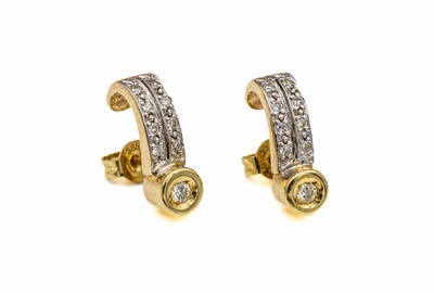 Paar 14 kt Gold Diamant-Ohrstecker, GG/WG 585/000, 2 Brillanten und 8 8/8-Diamanten zus. ca. 0.30 ct Weiß/vs-si, total ca. 4.4 g 
