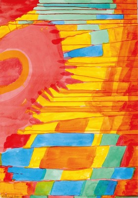 Willibrord Haas, geb. 1936, Aquarell auf dickem Büttenpapier, handsign., dat. 2021, verso betitelt "Abstrahlung von links", erneut ...