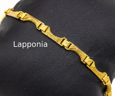 14 kt Gold LAPPONIA Armband, Finnland 1981, GG 585/000, wellenf. Glieder im typ. Lapponia Design, L. ca. 18.5 cm, Kastenschloß mit Sicherheitsacht, ...