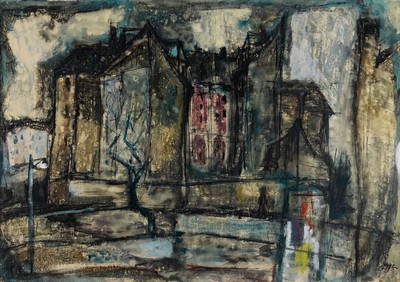 Paul Löffler, 1938-1995 Mannheim, Ansicht aus Mannheim, Aquarell und Gouache auf Papier, rechts unten signiert, ca. 58x99cm, u.Gl., R. ca. 72x102cm