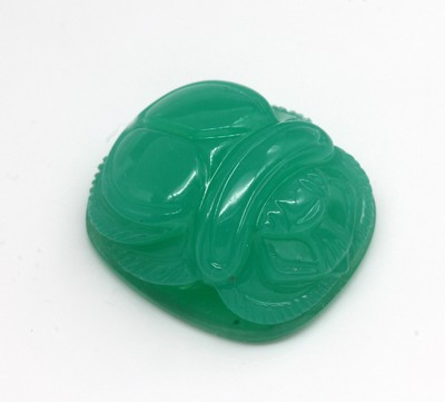 Lose Chrysopras-Gravur/Siegel "Skarabäus", rs. Darstellung Nike, Siegelabdruck anbei, ca.1.8 x 2 cm