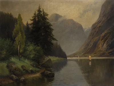 Müller-Caselli, frühes 20.Jh., Dürrensee in Tirol, rechts unten signiert, Öl/Lwd, Reinigung empfohlen, Rahmen, 62x80 cm