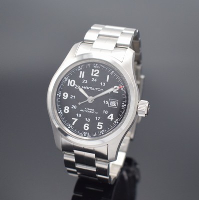 HAMILTON Khaki neuwertige Herrenarmbanduhr in Stahl Referenz H70515137, Schweiz verk. lt. beil. Pap. 12/2022, Automatik, beids. vergl. Geh., Boden ...
