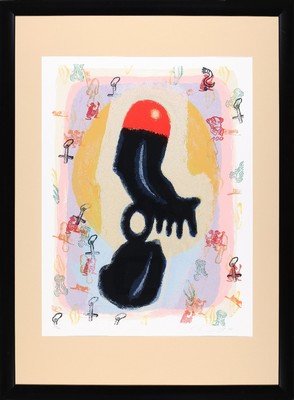 Jörg Immendorf, 1945-2007, Farblithografie in 12 Farben, handsign., num.74/100, aus dem Jahre 2000, Blatt ca.76,5x58cm, R. ca. 107x77 cm