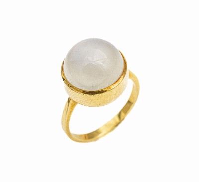 18 kt Gold Mondstein-Ring, GG 750/000, gepr., runder Mondsteincabochon, total ca. 8.9 g, RW 61