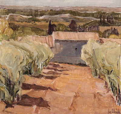 Christel Abresch, 1931 Sulzbach-2011 Neustadt a. d. Wenstraße, Landschaft in der Provence, Öl/Lwd, rechts unten sign. und dat. 80, ca. 80x84cm, R.