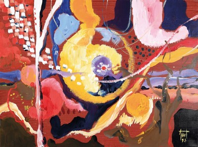 Günther Zeuner, 1923-2011, Acryl/Lwd, verso betitelt "Naturrhythmen", handsign., dat. 1993, ca. 50x70 cm