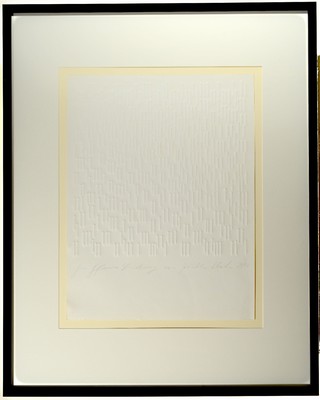Günther Uecker, geb. 1930, Großer Prägedruck auf dickem Velin, "Parallele Reihung", unten rechts handsign., dat. 1976, äußerst ...