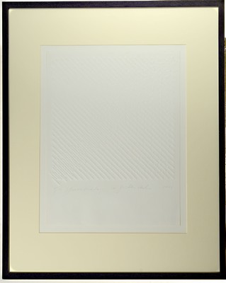 Günther Uecker geb. 1930, Großer Prägedruck auf dickem Velin, "Diagonale Reihung", re. unten handsign., dat. 1976, äußerst seltenes ...