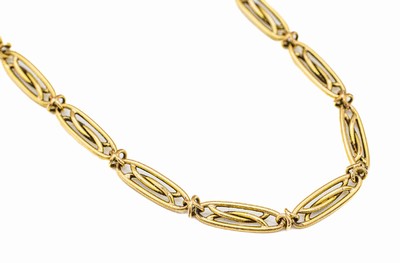 14 kt Gold Uhrenkette, um 1920, GG 585/000,total ca. 13.5 g, L. ca. 37 cm