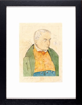 Friedrich Preller d.Ältere, 1804-1878, Aquarell und Bleistift auf festem Papier, handschriftlich betitelt "Joseph Koch, Rom 1830", aus dem ...