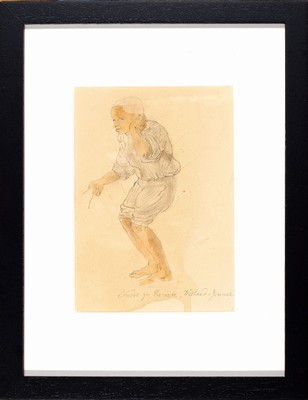 Friedrich Preller d.Ältere, 1804-1878, Aquarell und Bleistift auf festem Papier, Handschriftlich betitelt, "Studie zu Pavonte, ...