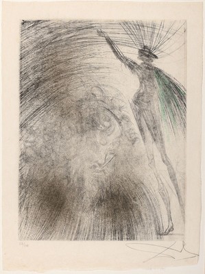 Salvador Dali, 1904-1989, Aquarell über Radierung auf edlem, unbeschnittenem Japan nacre Papier, golderhöht, handsign., mit Trockenstempel ...