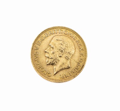 Goldmünze Sovereign, England 1930, König Georg V., RV: Heiliger Georg hoch zu Ross im Kampf mit dem Drachen