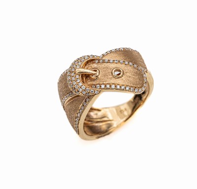 18 kt Gold Brillant-Ring, RoseG 750/000, inder Form eines Gürtels, 121 Brillanten zus. ca. 0.35 ct Weiß/si, RW 54, ca. 8.4 g