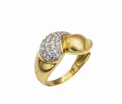 14 kt Gold Brillant-Ring, GG 585/000, 36 Brillant in rhod. Fassungen zus. ca. 0.50 ct Weiß/si, RW 56, ca. 5.3 g