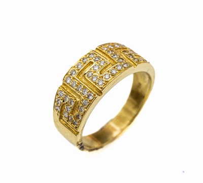 18 kt Gold Brillant-Ring, GG 750/000, 47 Brillanten zus. ca. 0.30 ct Weiß/si, total ca. 7.8 g, RW 57