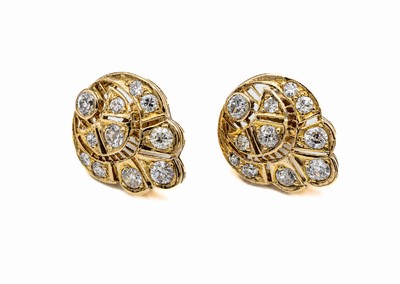 Paar 18 kt Gold Diamant-Ohrstecker, GG 750/000, 22 Diamanten zus. ca. 1.00 ct Weiß/ si, total ca. 5.1 g