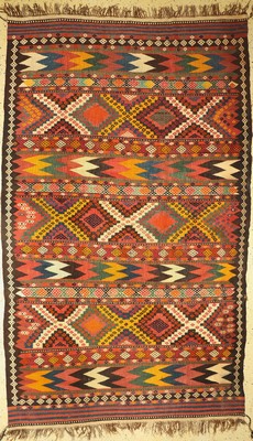 Usbekischer Kelim, Uzbekistan, um 1930/1940, Wolle auf Wolle, ca. 349 x 214 cm, , EHZ: 2, kleine Löcher