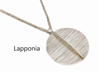 LAPPONIA 925er Silber Collier, Finland 2013, kreisrunde Abhängung, D. ca. 5 cm, orig. Kette L ca. 43 cm