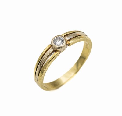 14 kt Gold Brillant-Ring, GG 585/000, Brillant ca. 0.12 ct (grav.) Weiß/si, RW 57, ca. 2.7 g