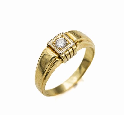 14 kt Gold Brillant Ring, GG 585/000, Brillant ca. 0.18 ct Weiß/si, RW 61, ca. 5.6 g